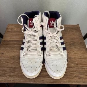 Adidas vintage high top sneakers purple and white size 9